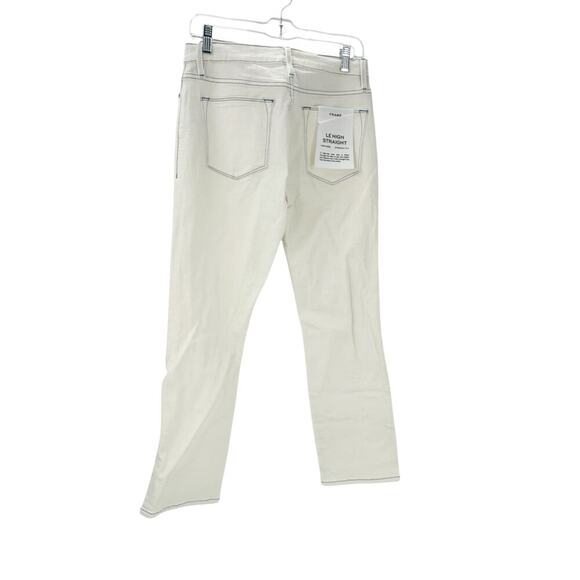 Frame Le High Rise Straight Jeans Stretch White Exposed Stitching Size 28 NWT - Picture 5 of 11